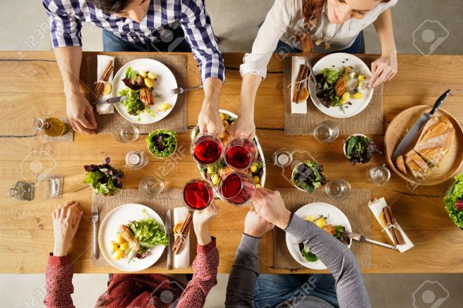 Friends toasting with wine